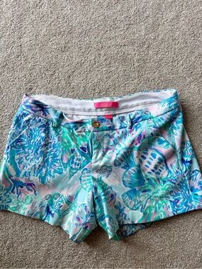 Lilly Pulitzer Aqua Floral Print Shorts
